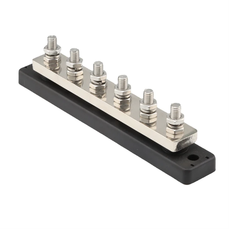 Negative 6 Studs Brass bus bar with Cover